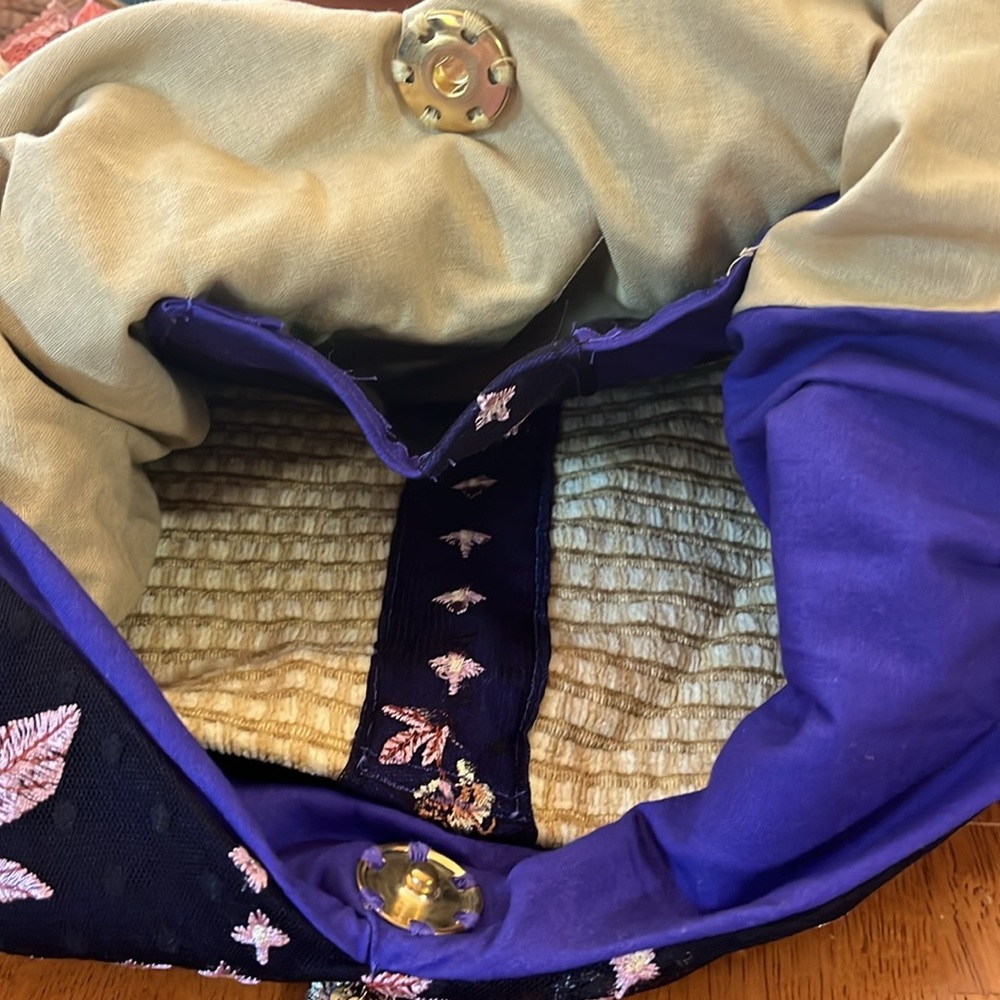 Bohemian Black fringe & Orange Lace Crossbody Bag Multi color embroidered detail - Picture 12 of 17